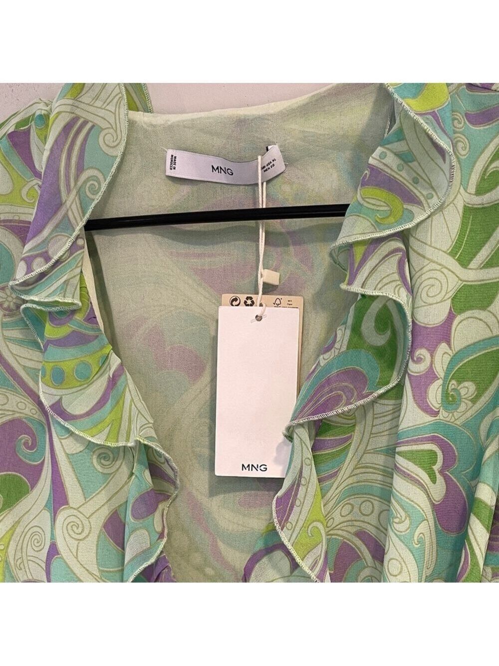 NWT Mango Ruffled Print Dress Size XL - Picture 8 of 8